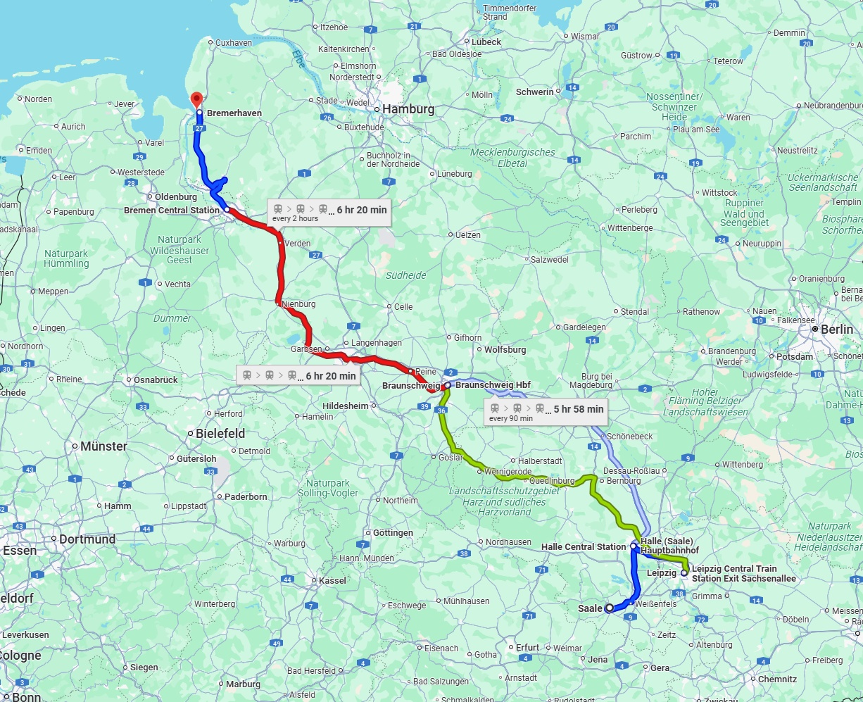 Anreise von Saale Zu Bremerhaven Über 