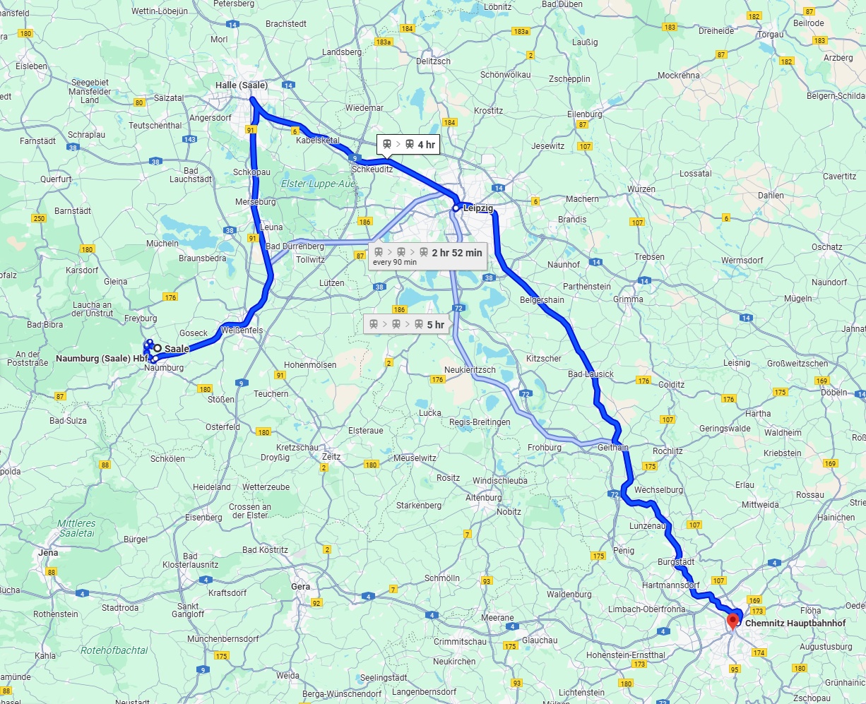Anreise von Saale Zu Chemnitz Über 