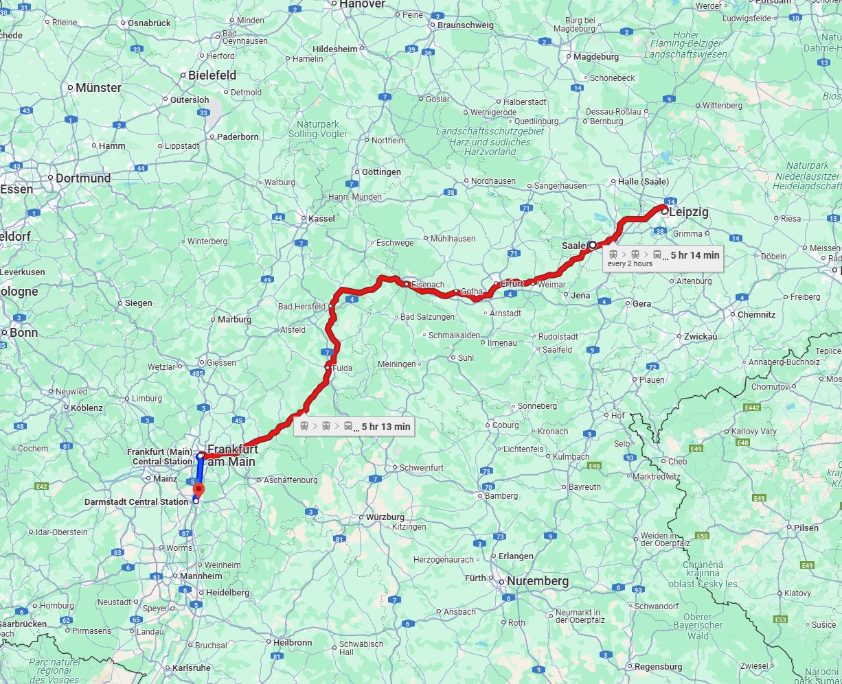 Anreise von Saale Zu Darmstadt Über 