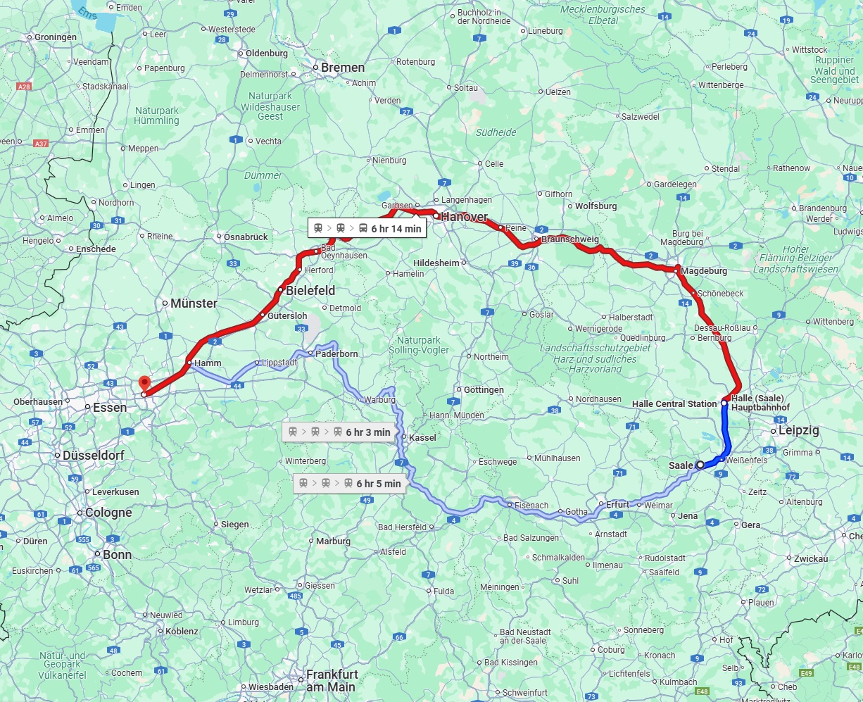 Anreise von Saale Zu Dortmund Über 