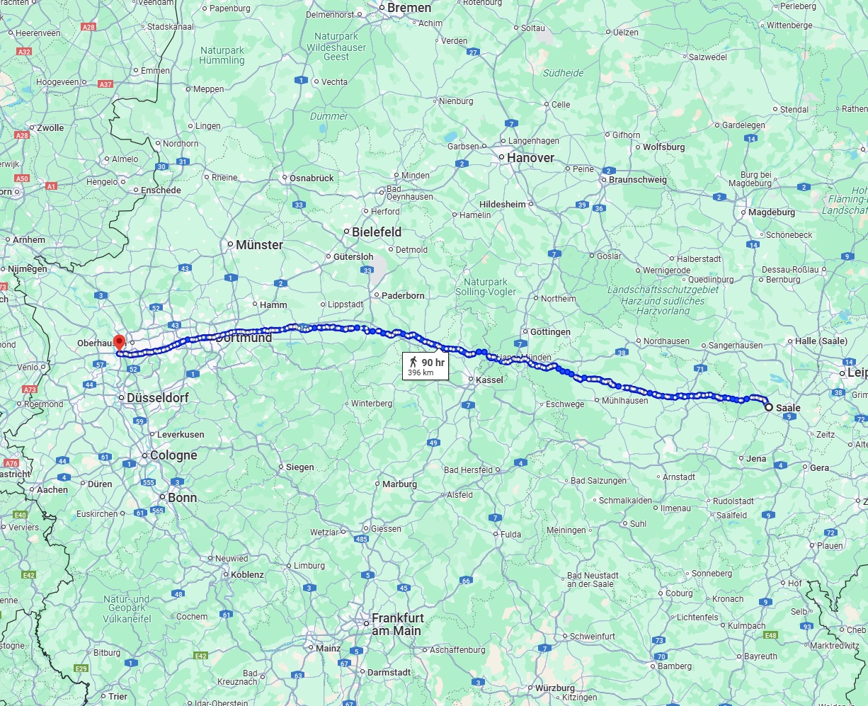 Anreise von Saale Zu Duisburg Über 