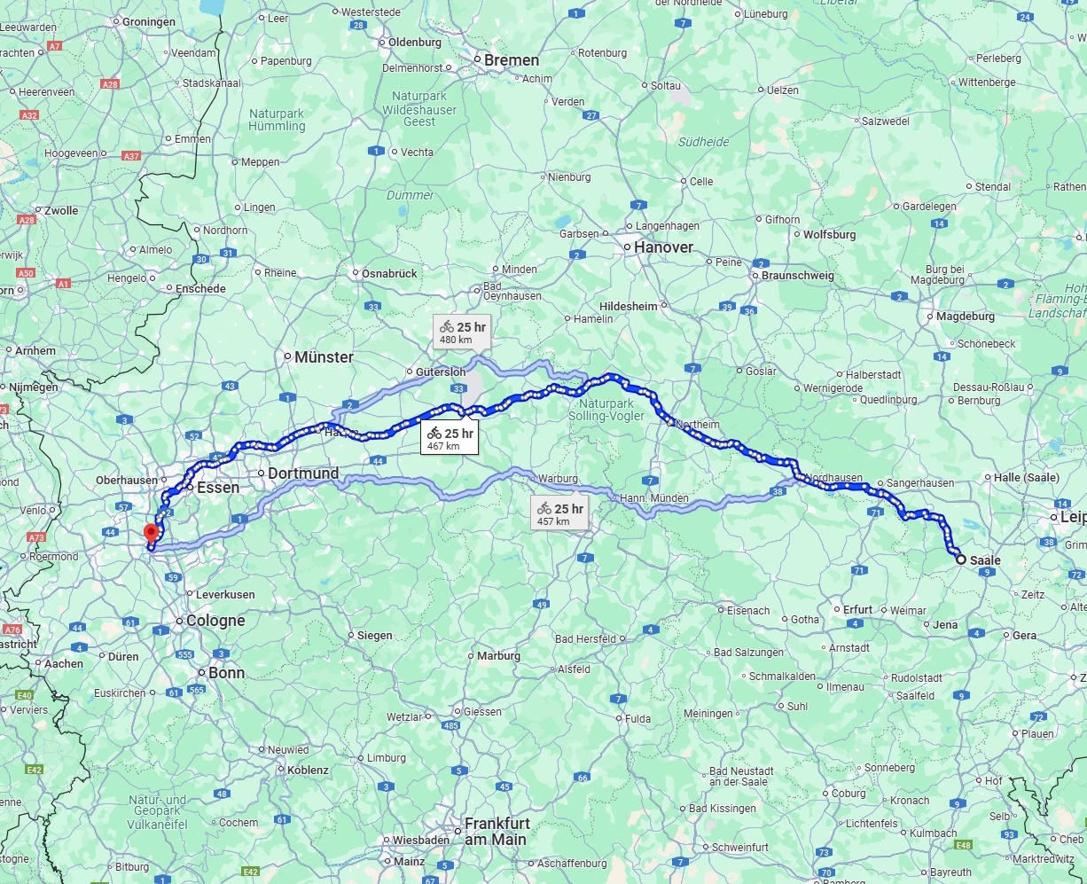 Anreise von Saale Zu Düsseldorf Über 