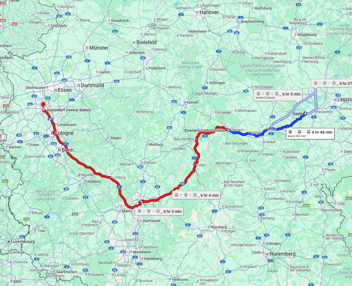 Anreise von Saale Zu Düsseldorf Über 