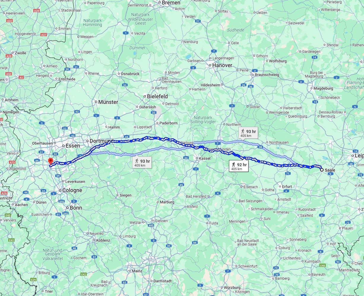 Anreise von Saale Zu Düsseldorf Über 
