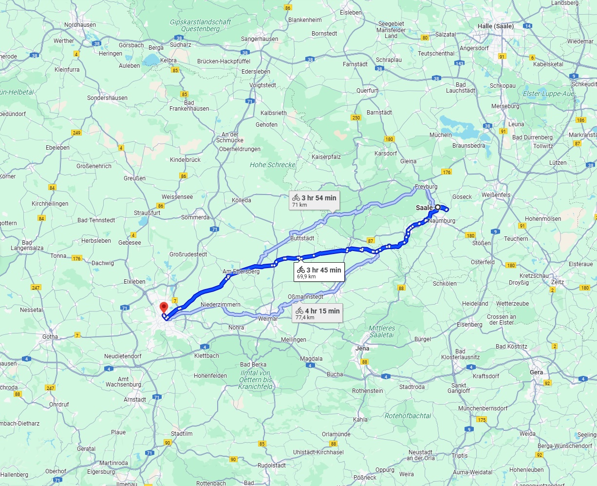 Anreise von Saale Zu Erfurt Über 
