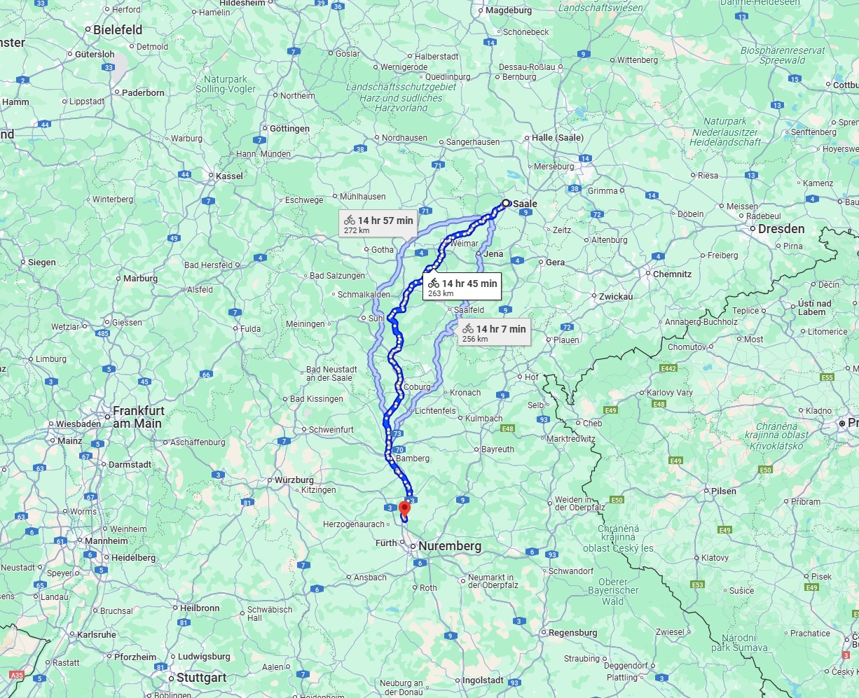 Anreise von Saale Zu Erlangen Über 