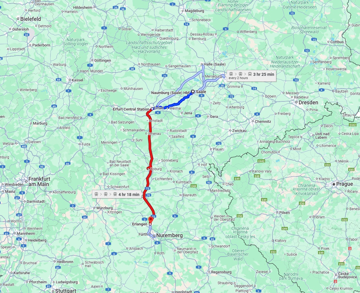 Anreise von Saale Zu Erlangen Über 