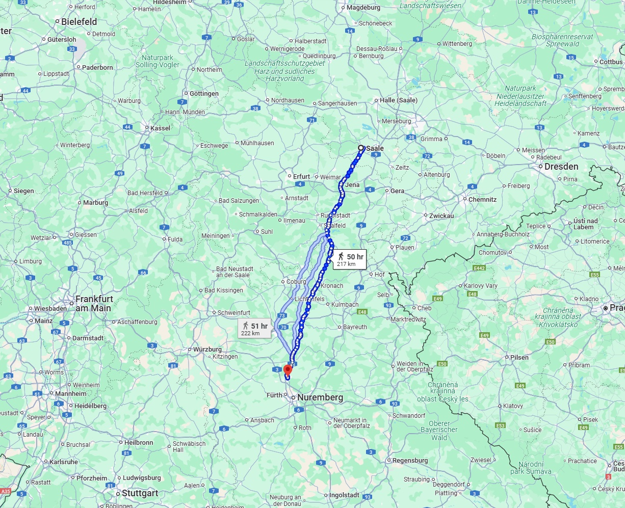 Anreise von Saale Zu Erlangen Über 