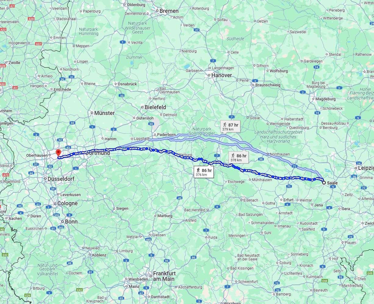 Anreise von Saale Zu Essen Über 