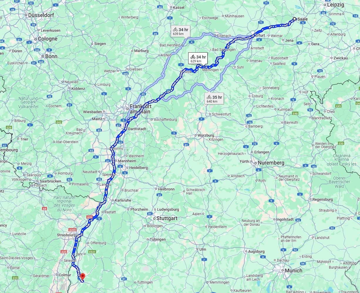 Anreise von Saale Zu Freiburg im Breisgau Über 