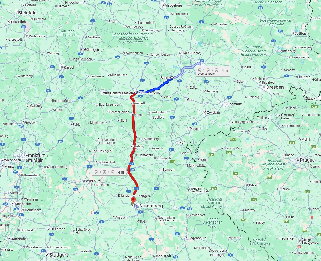 Anreise von Saale Zu Fürth Über 