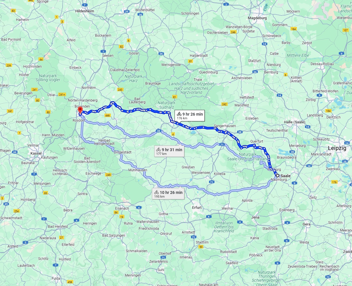 Anreise von Saale Zu Göttingen Über 