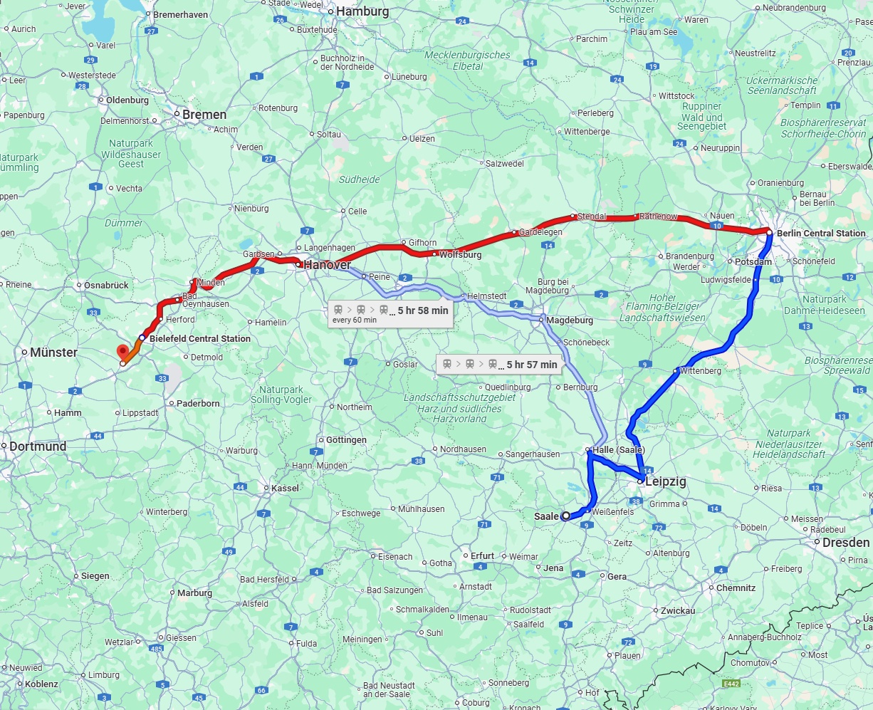 Anreise von Saale Zu Gütersloh Über 