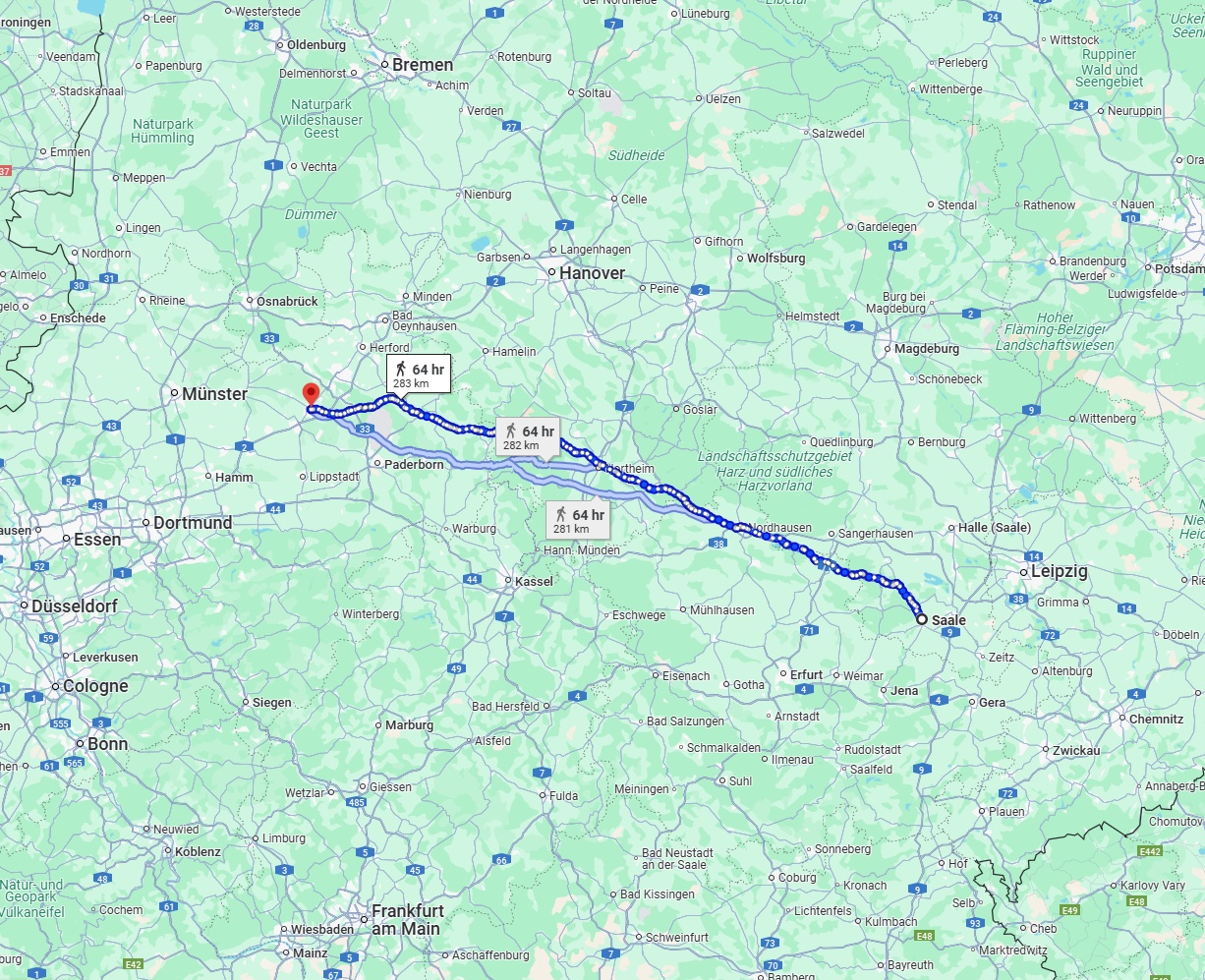 Anreise von Saale Zu Gütersloh Über 