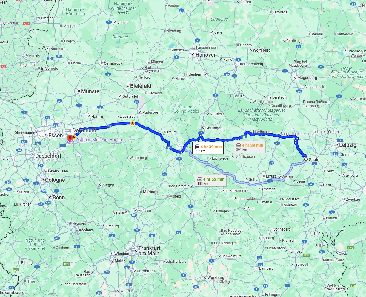 Anreise von Saale Zu Hagen Über via A38 and A44