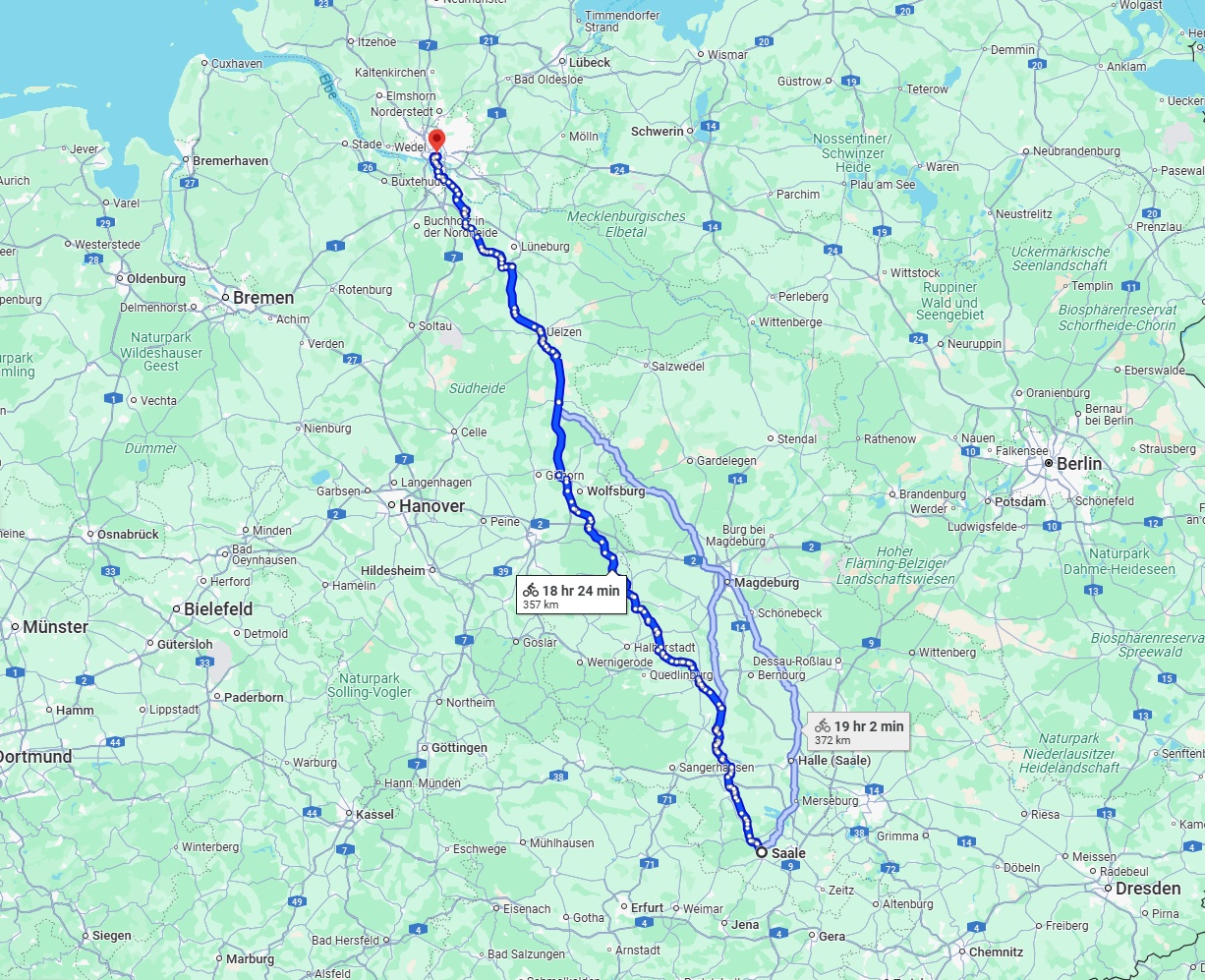Anreise von Saale Zu Hamburg Über 