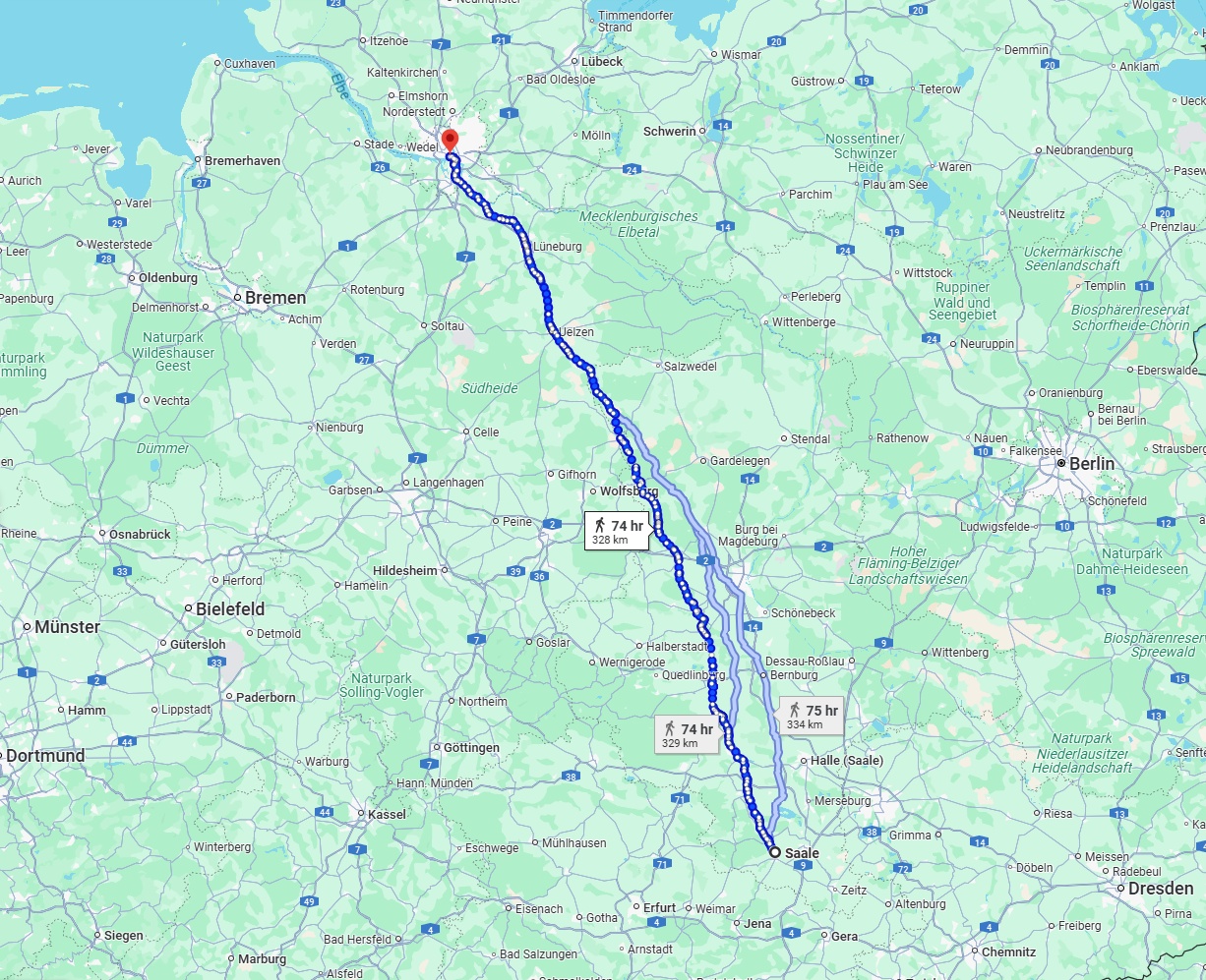 Anreise von Saale Zu Hamburg Über 