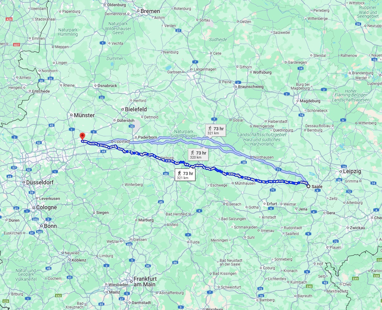 Anreise von Saale Zu Hamm Über 