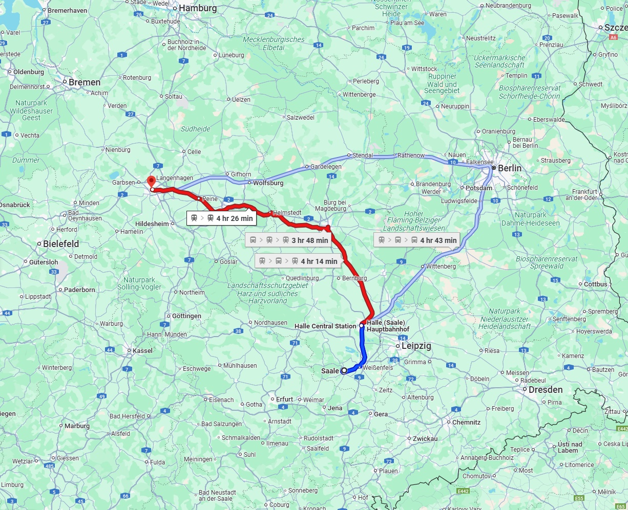 Anreise von Saale Zu Hannover Über 