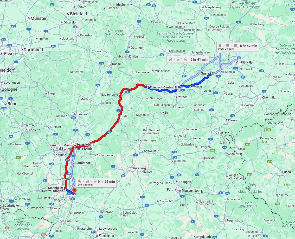 Anreise von Saale Zu Heidelberg Über 