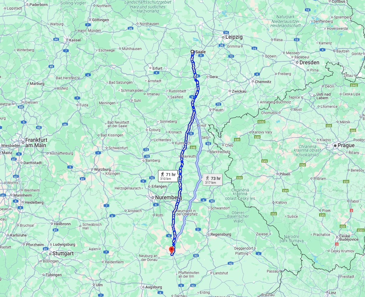 Anreise von Saale Zu Ingolstadt Über 