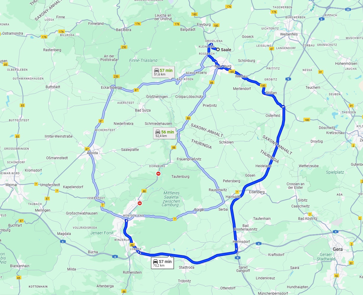 Anreise von Saale Zu Jena Über via B180 and A9