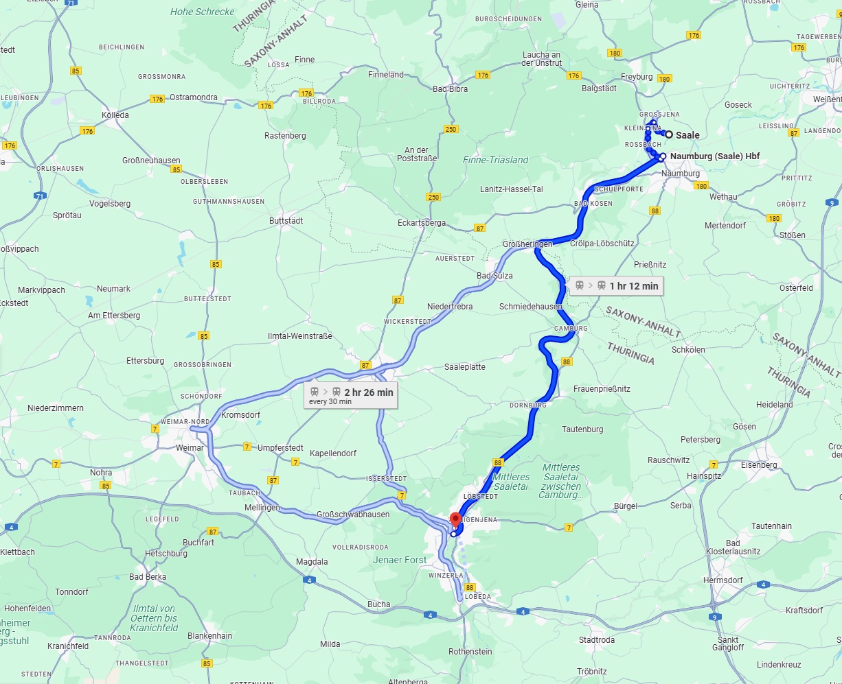 Anreise von Saale Zu Jena Über 