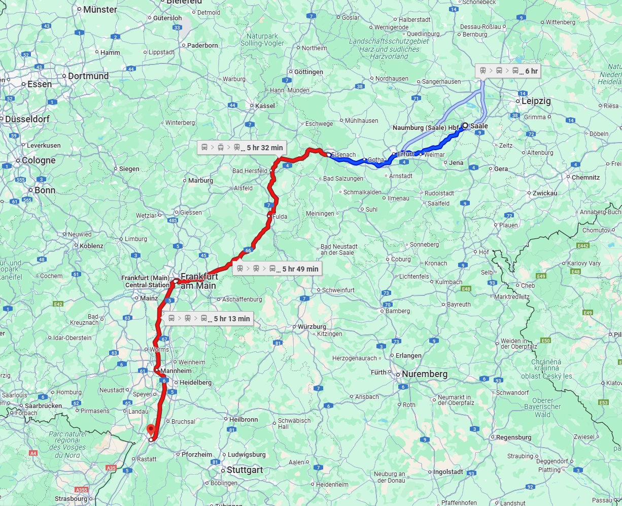 Anreise von Saale Zu Karlsruhe Über 