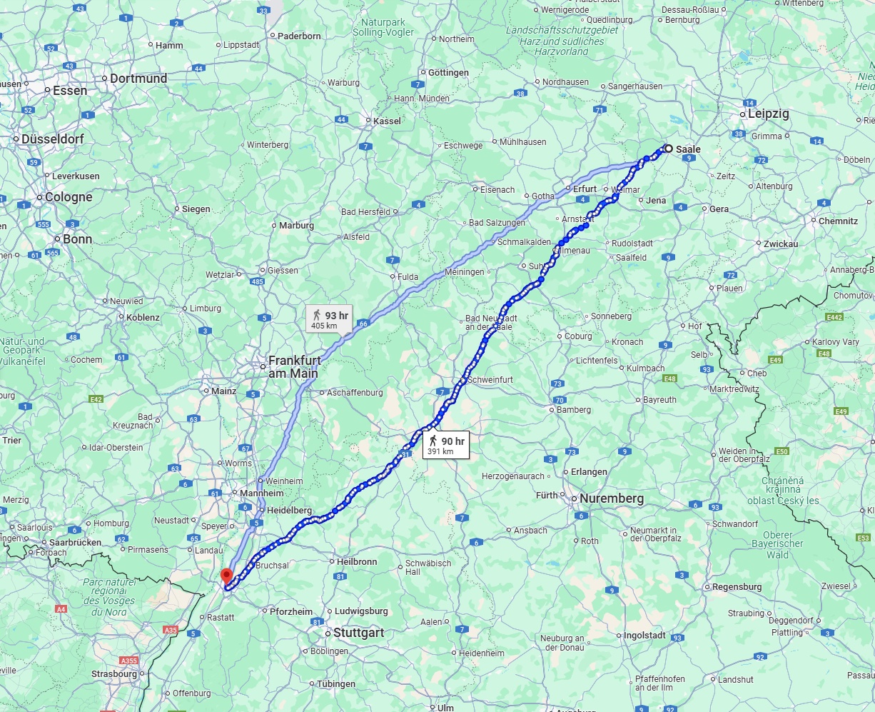 Anreise von Saale Zu Karlsruhe Über 