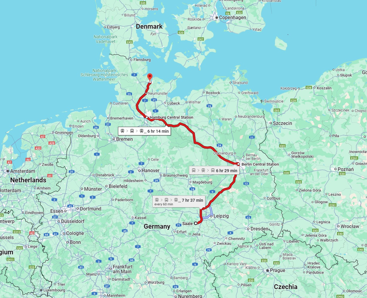 Anreise von Saale Zu Kiel Über 