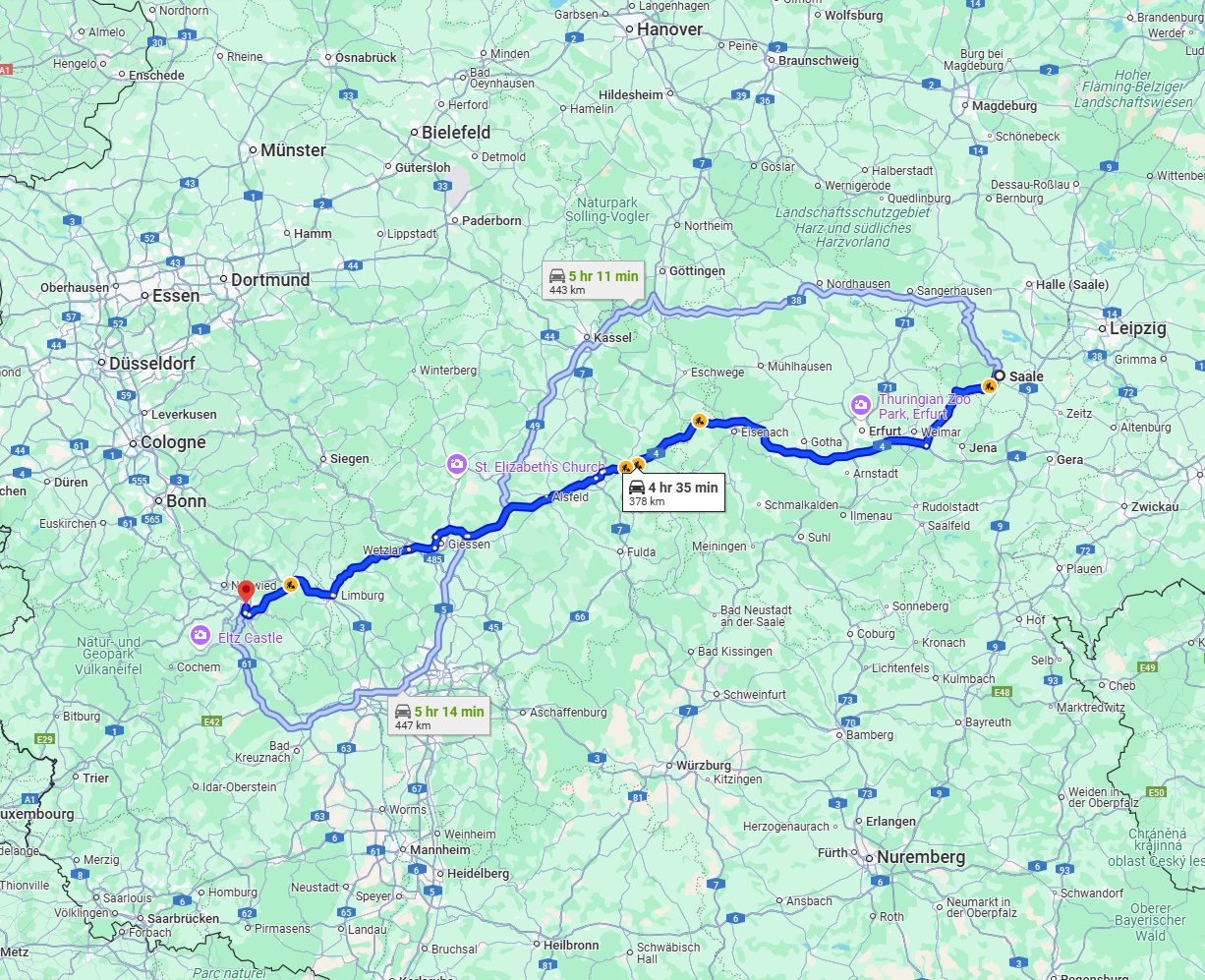 Anreise von Saale Zu Koblenz Über via A4