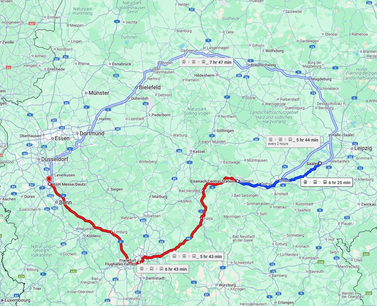 Anreise von Saale Zu Köln Über 