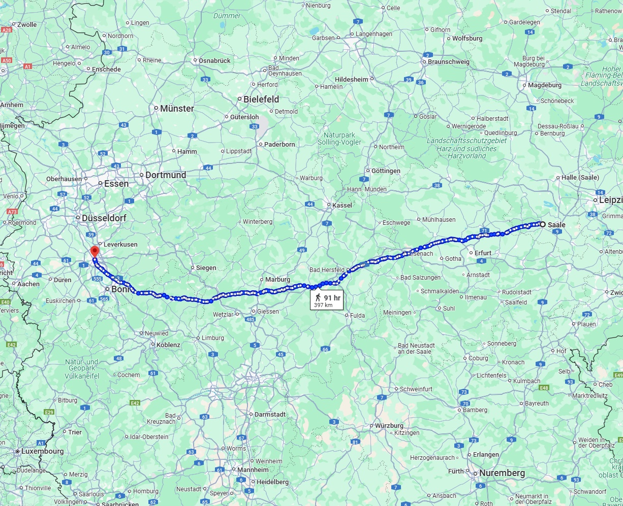 Anreise von Saale Zu Köln Über 