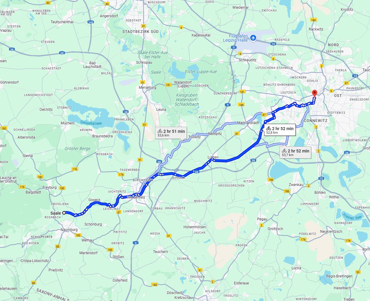 Anreise von Saale Zu Leipzig Über 