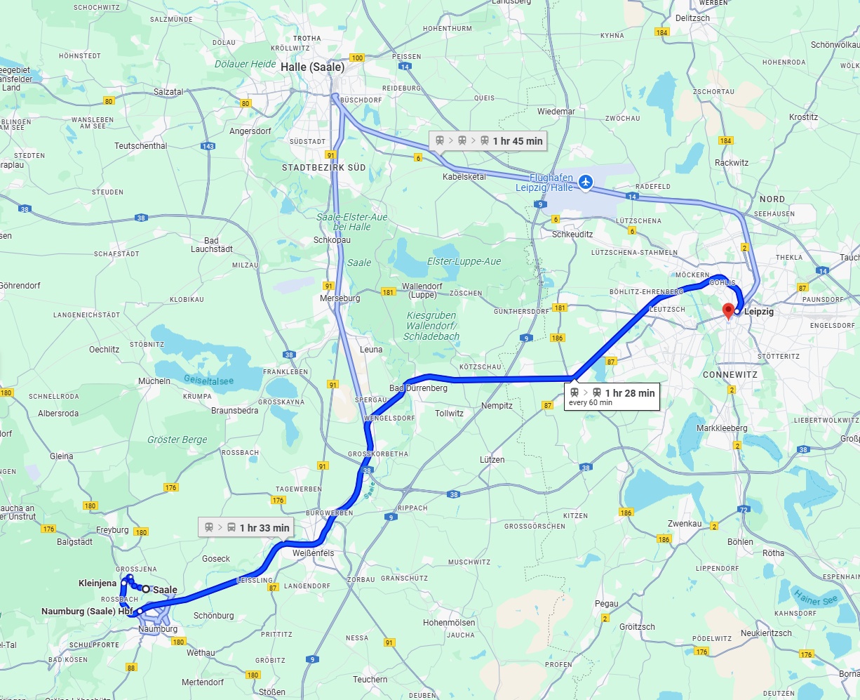Anreise von Saale Zu Leipzig Über 