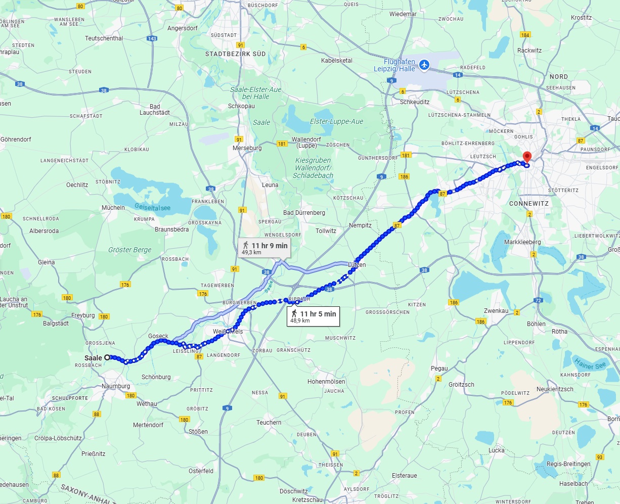 Anreise von Saale Zu Leipzig Über 