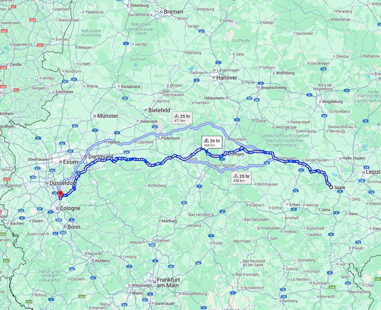 Anreise von Saale Zu Leverkusen Über 
