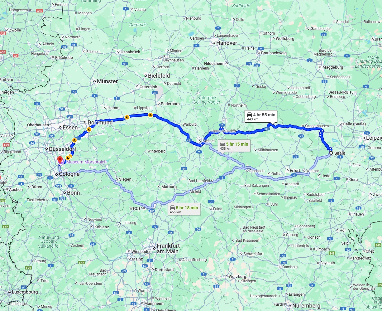 Anreise von Saale Zu Leverkusen Über via A38 and A44
