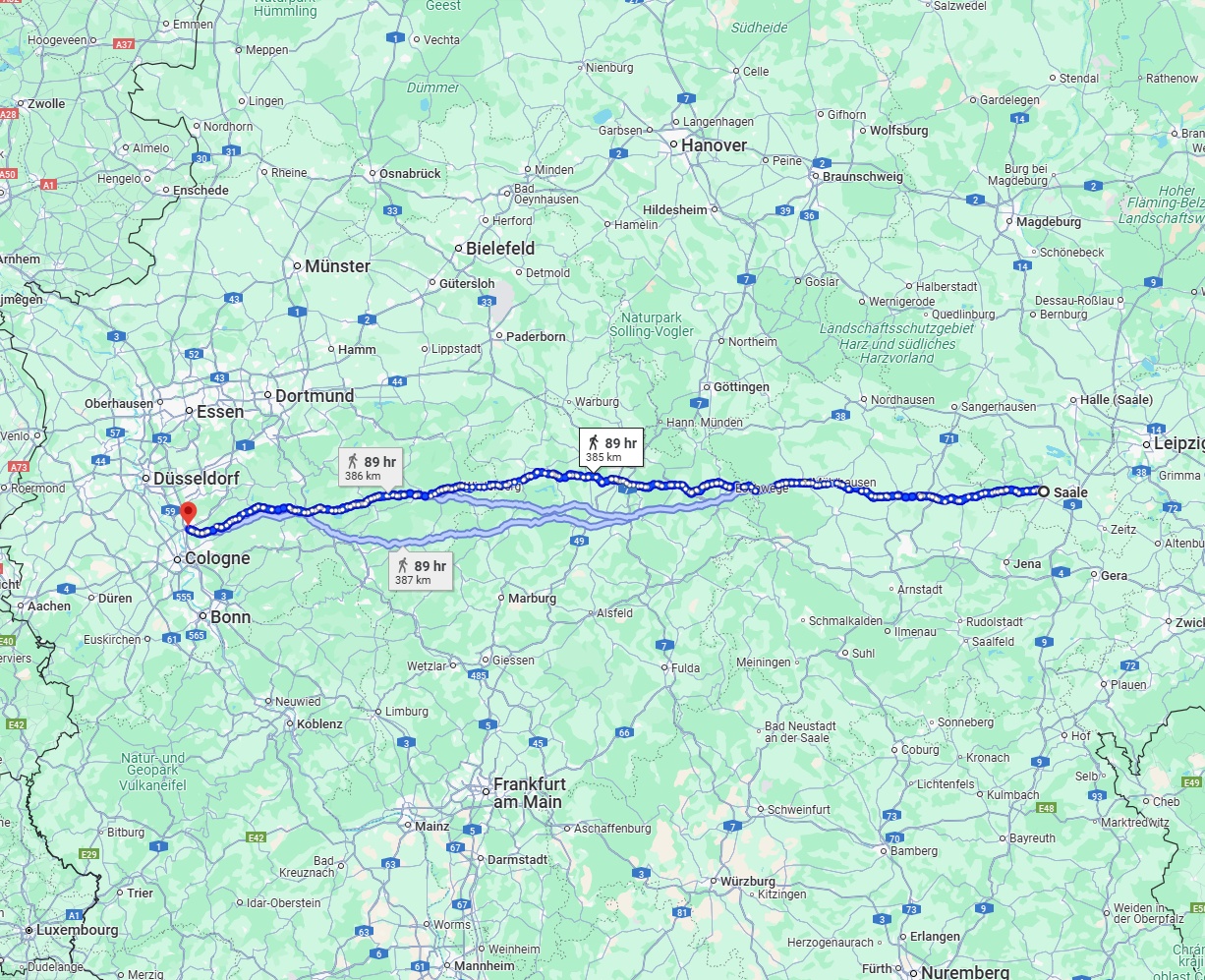 Anreise von Saale Zu Leverkusen Über 
