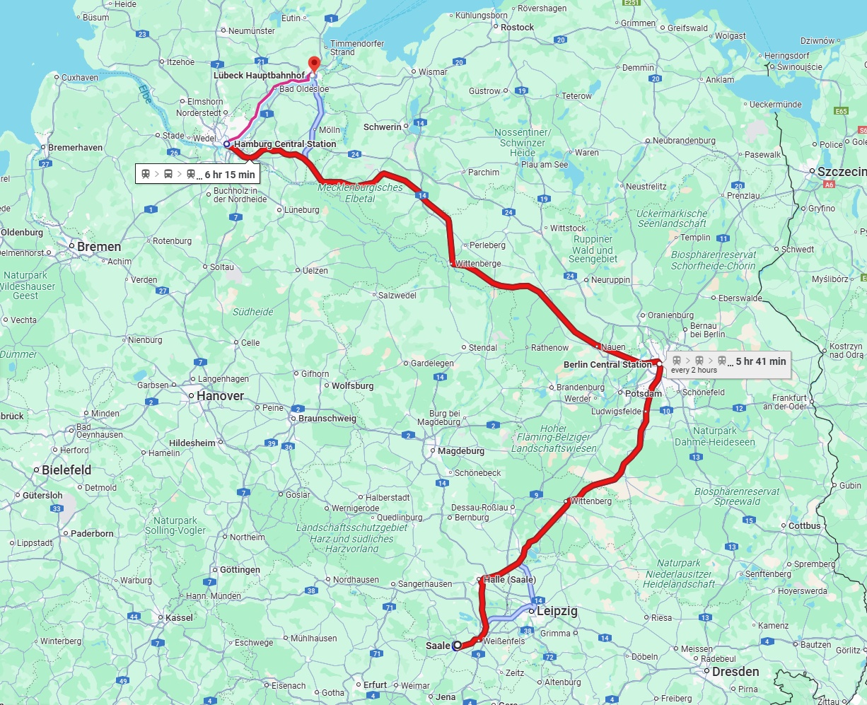 Anreise von Saale Zu Lübeck Über 