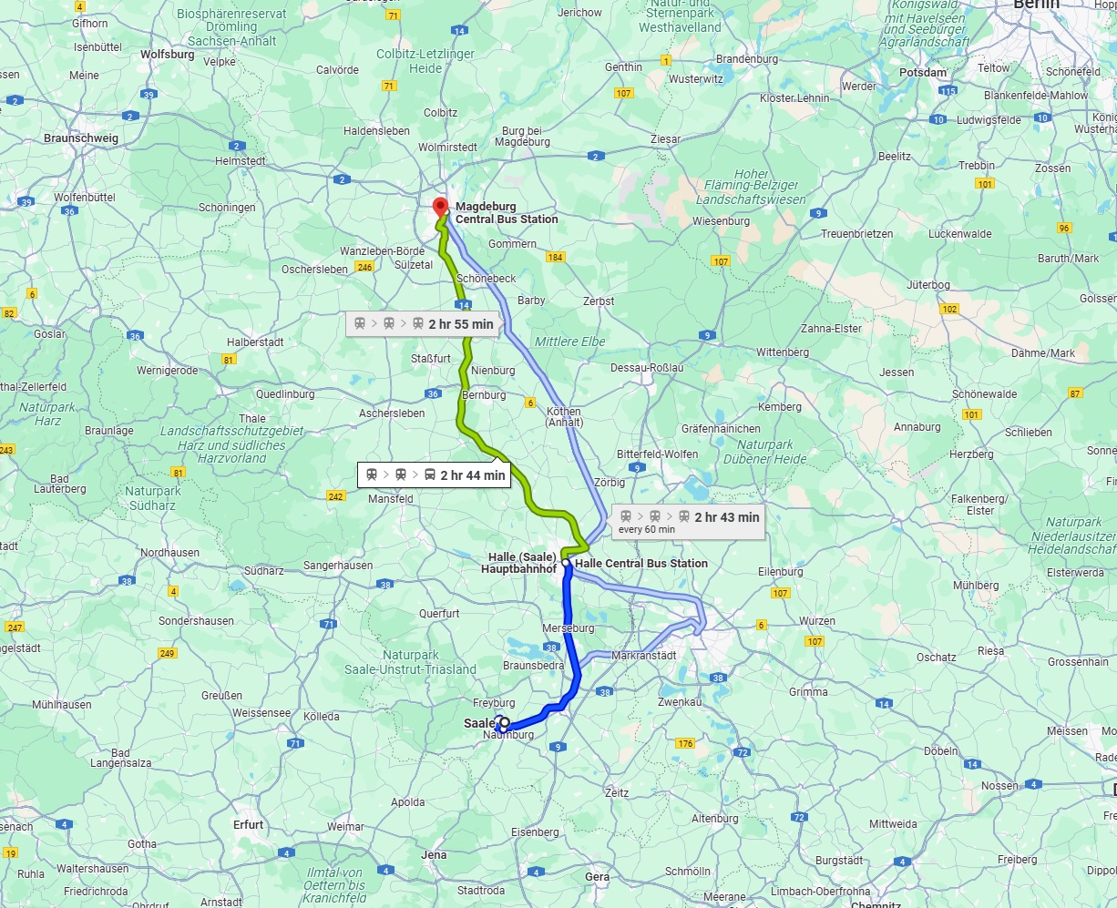 Anreise von Saale Zu Magdeburg Über 