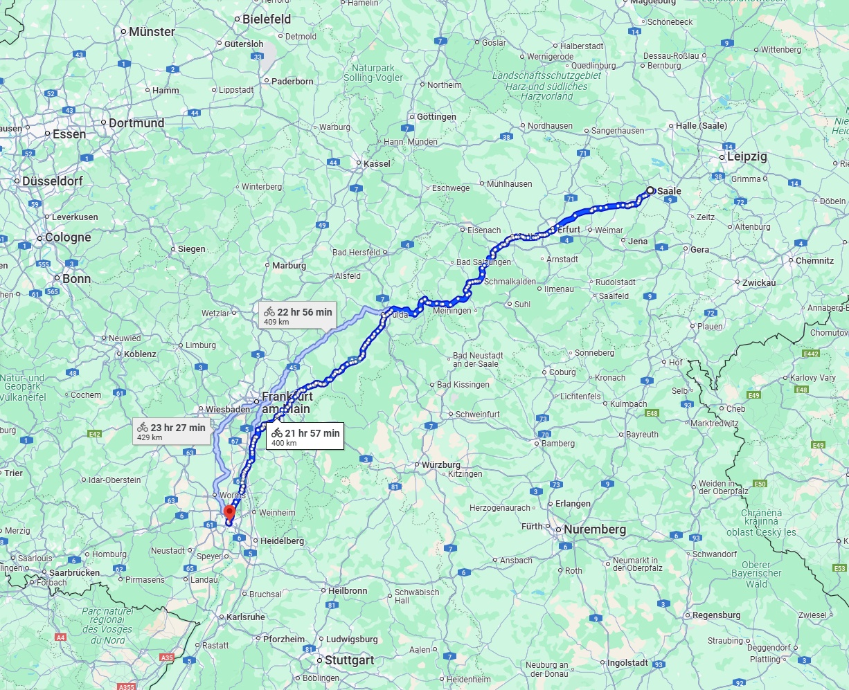 Anreise von Saale Zu Mannheim Über 