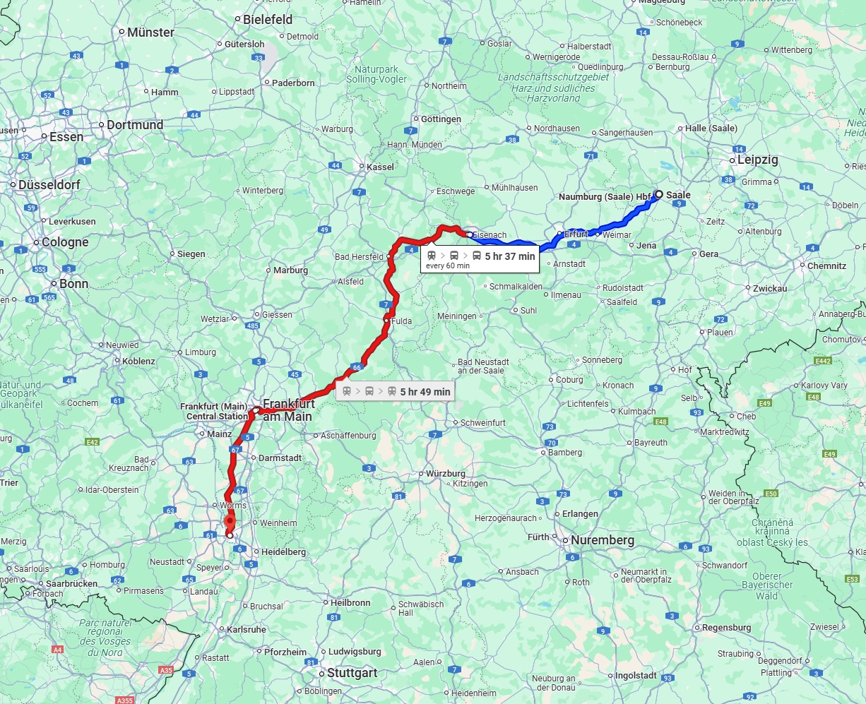 Anreise von Saale Zu Mannheim Über 