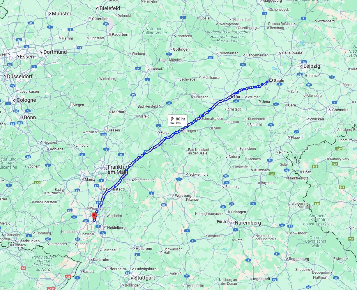 Anreise von Saale Zu Mannheim Über 