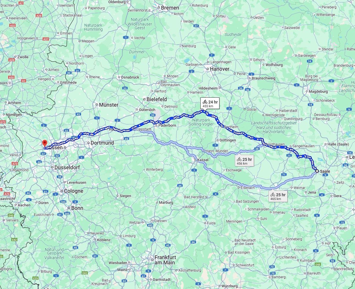 Anreise von Saale Zu Moers Über 