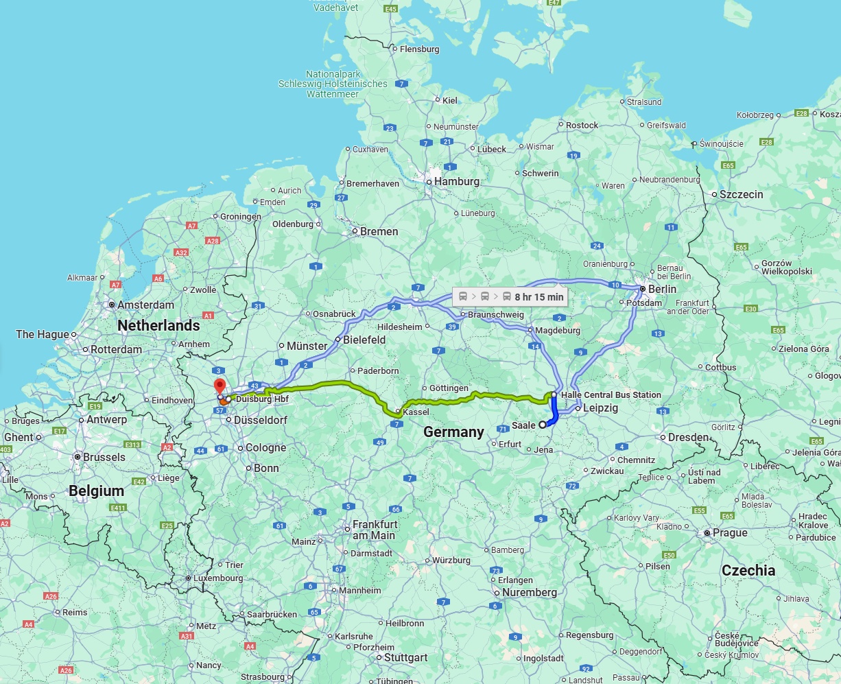Anreise von Saale Zu Moers Über 