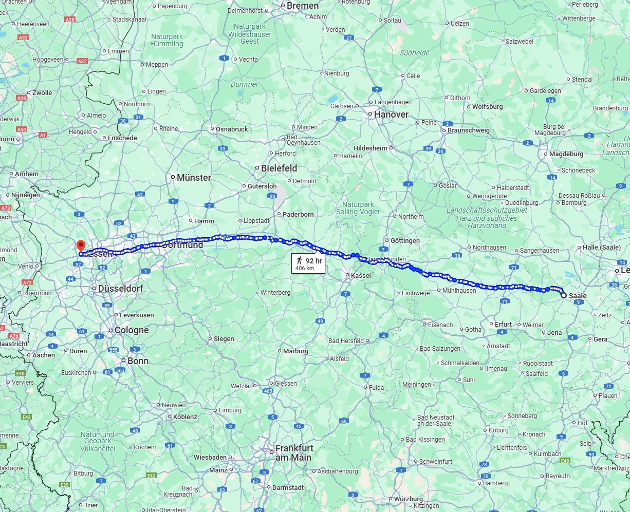 Anreise von Saale Zu Moers Über 