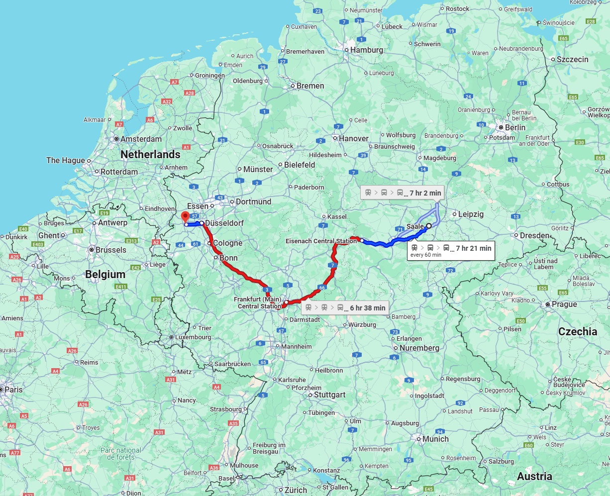 Anreise von Saale Zu Mönchengladbach Über 