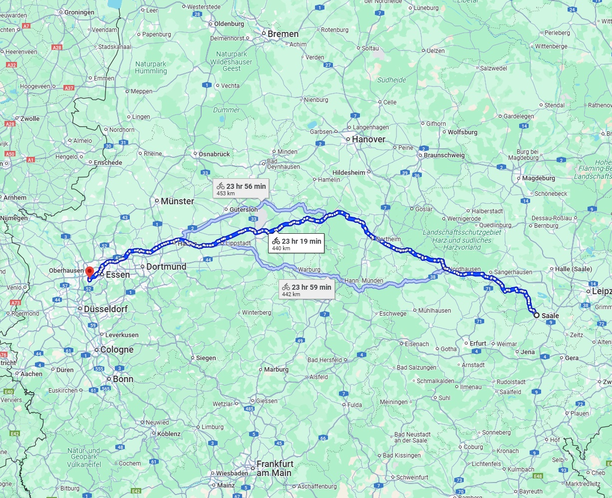 Anreise von Saale Zu Mülheim an der Ruhr Über 