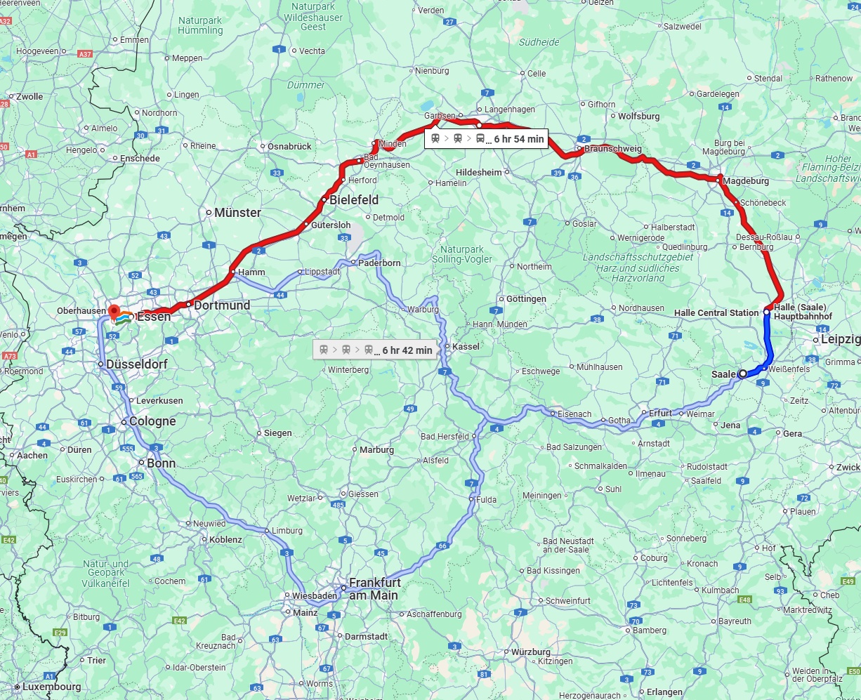Anreise von Saale Zu Mülheim an der Ruhr Über 